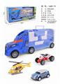 OBL853609 - 手提礼盒货柜滑行拖头车带1飞机+1滑行摩托车+1回力铁皮赛车