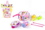 OBL854647 - BABY SET (DRUM AND 2 SAND HAMMER AND TRUMPET AND TAMBOURINE AND DRUM HAMMER) 2 COLOR MIX