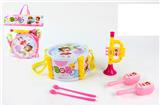 OBL854651 - BABY SET (DRUM AND 2 SAND HAMMER AND MEDIUM HORN AND DRUM HAMMER) 2 COLOR MIXING
