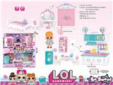 OBL864853 - SURPRISE DOLL KITCHEN TABLEWARE AND ROOM DRESSING TABLE DOUBLE DECKER HOUSE SET
