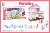 OBL864896 - COLORFUL LIGHT DIY VILLA WITH DOLL FURNITURE SET