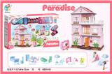 OBL864898 - COLORFUL LIGHT DIY VILLA WITH DOLL FURNITURE SET