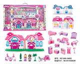 OBL864908 - SIMULATION VILLA (FOUR LIGHTS COLORFUL, MUSIC) WITH DOLLS, FURNITURE (NO ELECTRICITY)