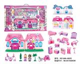 OBL864910 - SIMULATION VILLA (FOUR LIGHTS COLORFUL, MUSIC) WITH DOLLS, FURNITURE (NO ELECTRICITY)