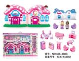 OBL864911 - SIMULATION VILLA (FOUR LIGHTS, SEVEN COLORS, MUSIC) WITH DOLL, FURNITURE (WITHOUT ELECTRICITY)