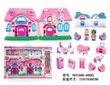 OBL864912 - SIMULATION VILLA (FOUR LIGHTS COLORFUL, MUSIC) WITH DOLLS, FURNITURE (NO ELECTRICITY)