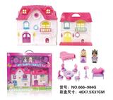 OBL864920 - SIMULATED VILLA WITH DOLLS, FURNITURE