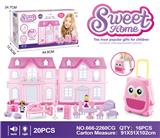 OBL864953 - VILLA STORAGE BOX, PRINCE AND PRINCESS WITH FURNITURE (LIGHTING AND MUSIC)