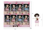 OBL867933 - 6 INCH 12 JOINT REAL BODY 3D REAL EYE WEDDING DRESS AMY DOLL 8PC MIXED