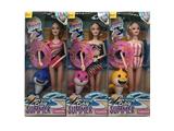OBL874522 - 11.5-INCH FULL BODY 9-JOINT SWIMSUIT BARBIE WITH SHARK RING ACCESSORIES