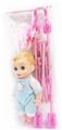 OBL883624 - 12 INCH FOUR TONE BABY BOY WITH CART, TABLEWARE AND MILK BOTTLE