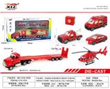 OBL885833 - ALLOY TRACTOR WITH 3 FIRE ENGINES AND 1 HELICOPTER