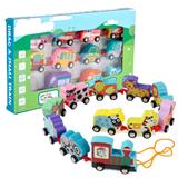 OBL887589 - WOODEN CARTOON DRAG TRAIN (FARM ANIMAL)