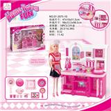 OBL888239 - 厨房系列+红围裙芭比+配套芭比色灯光声音