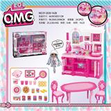 OBL888286 - KITCHEN SERIES LOLO. M. G AND TABLE, CHAIR AND BREAD ACCESSORIES BARBIE COLOR LIGHT SOUND