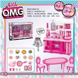 OBL888287 - KITCHEN SERIES LOLO. M.G AND TABLE, CHAIR AND FOOD ACCESSORIES BARBIE COLOR LIGHT SOUND TWO MIXED TURN