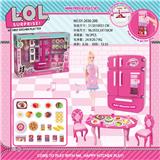 OBL888312 - MULTI DOOR REFRIGERATOR, VENDING MACHINE AND TABLES, CHAIRS AND FOOD ACCESSORIES AND PINK APRON BARBIE LOL BARBIE COLOR LIGHT SOUND