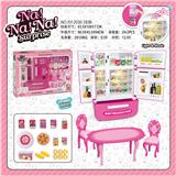OBL888321 - MULTI DOOR REFRIGERATOR VENDING MACHINE NANA ANIMAL DOLL AND TABLE CHAIR AND BREAD ACCESSORIES BARBIE COLOR LIGHT SOUND