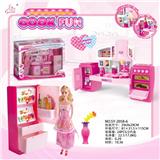 OBL888353 - SPLIT CABINET AND BARBIE AND REFRIGERATOR PINK LIGHT SOUND