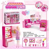OBL888355 - SPLIT CABINET AND BARBIE AND REFRIGERATOR PINK LIGHT SOUND