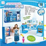 OBL888356 - SPLIT CABINET AND BARBIE AND REFRIGERATOR BLUE LIGHT SOUND