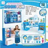 OBL888357 - SPLIT CABINET AND BARBIE AND REFRIGERATOR BLUE LIGHT SOUND