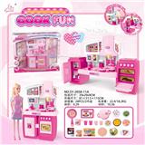OBL888405 - SPLIT CABINET AND FOOD ACCESSORIES AND MATCHING AND PINK APRON BARBIE PINK LIGHT SOUND TWO MIXED