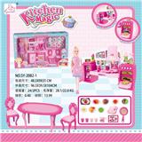 OBL888412 - SEPARABLE CABINET, TABLES AND CHAIRS, FOOD ACCESSORIES AND PINK APRON, BARBIE COLOR, LIGHT AND SOUND