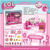 OBL888414 - DETACHABLE CABINET LOL AND TABLE CHAIR AND BREAD ACCESSORIES PINK LIGHT SOUND