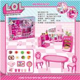 OBL888415 - SPLIT CABINET LOL AND TABLES AND CHAIRS AND FOOD ACCESSORIES PINK LIGHT SOUND TWO MIXED TURN