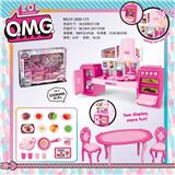 OBL888418 - SPLIT CABINET LOLO. M. G AND TABLE, CHAIR AND FOOD ACCESSORIES BARBIE COLOR LIGHT SOUND TWO MIXED TURN