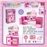 OBL888517 - 可分体橱柜美发娃娃+配套灯光声音
