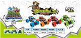 OBL888668 - 1: 32 alloy front and rear return force dinosaur climbing car with spring shock absorber (with light and sound) 12pcs