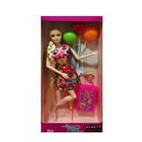 OBL889417 - 11 inch 11 joint long hair fashion travel suit barbie doll