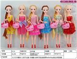 OBL890017 - 11.5 \30cm 11 joint solid 3d real eye long braid barbie doll with hello kitty bag