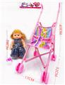 OBL890279 - 10 inch simulation eye silent baby girl with cart bottle
