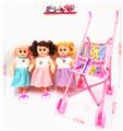 OBL890283 - 12 inch silent baby girl with cart bottle