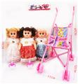 OBL890284 - 12 inch silent machine embroidered skirt baby girl with cart bottle