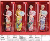 OBL892906 - 11.5 30CM 11 JOINT REAL BODY 3D REAL EYE CHEONGSAM BARBIE SMALL ANTIQUE FAN