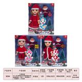 OBL893091 - 3 MIXED 9-INCH 3D EYE MUSIC EMPTY BODY CHRISTMAS GIRL, FAT BOY DOLL AND SNOWMAN AND SANTA CLAUS AND CHRISTMAS TREE AND SMALL GIFTS