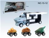 OBL894555 - 3 SHARK STORAGE TRUCKS AND 3 DINOSAURS