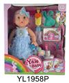 OBL896967 - 35厘米活动眼娃娃带喝水尿尿功能带可吹灭蜡烛音乐蛋糕，盘子 马桶，奶瓶