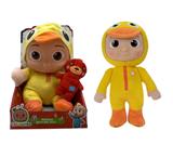 OBL905844 - 14寸搪胶头棉身cocomelon超级宝贝带主题音乐4首不同的主题音乐和圣诞音乐毛绒小黄鸭COCO带着塞棉小熊