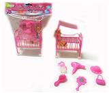 OBL909147 - 3寸小芭比配推车+奶瓶吹风机帽梳镜包