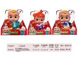 OBL910156 - 8寸全身搪胶Cocomelon宝宝JJ西瓜校巴配充棉娃娃（带音乐）