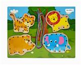 OBL910486 - 木制动物穿绳智力拼图