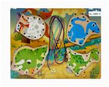 OBL910490 - 木制恐龙穿绳智力拼图