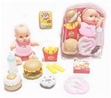 OBL913505 - 10寸全身搪胶娃娃配汉堡等食物套装