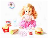 OBL913506 - 18寸活眼喝水撒尿娃娃配汉堡等食物套装