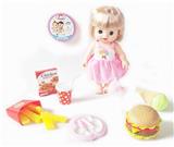 OBL913517 - 11寸全身搪胶活眼娃娃配汉堡等食物套装